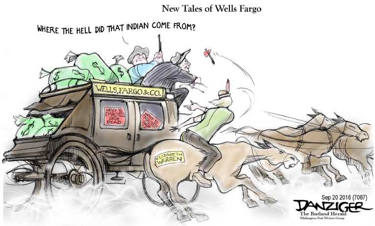 Political/Editorial Cartoon by Jeff Danziger on Wells Fargo Under Attack