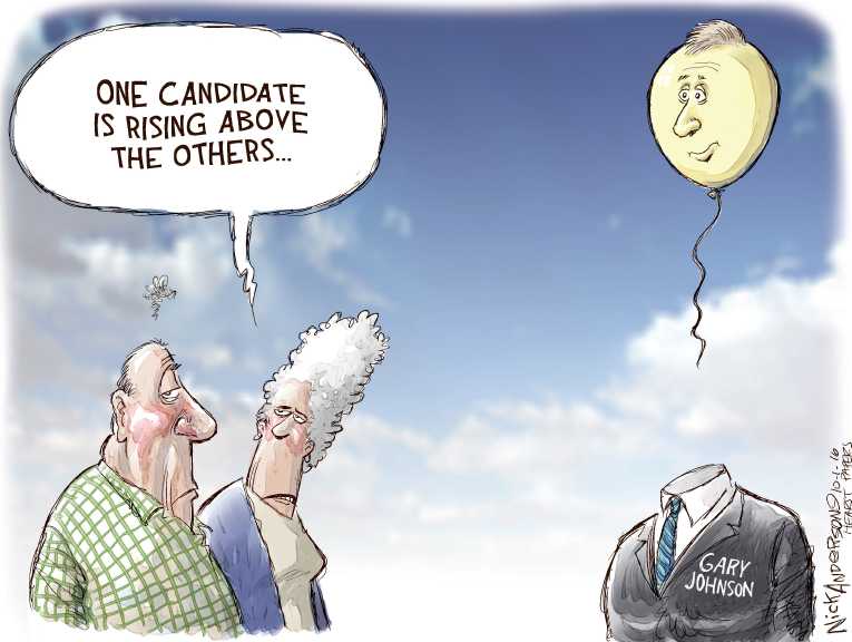 Political/Editorial Cartoon by Nick Anderson, Houston Chronicle on Libertarian Hopeful Gets His Chance