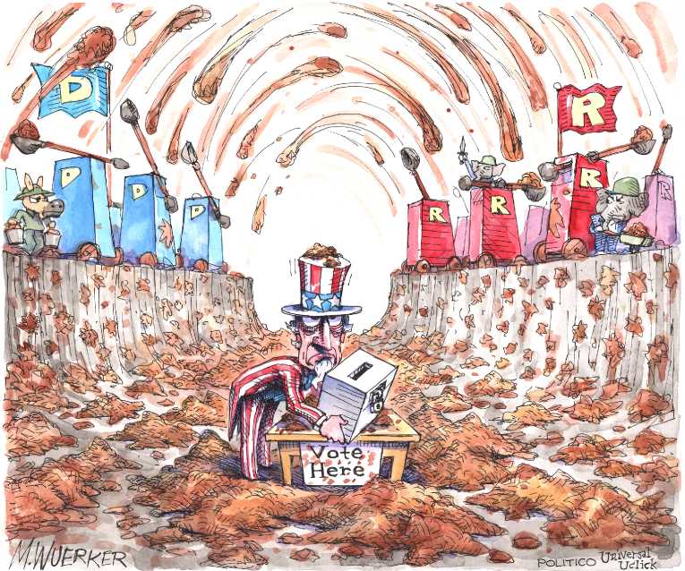 Political/Editorial Cartoon by Matt Wuerker, Politico on Campaigns Enter Final Weeks