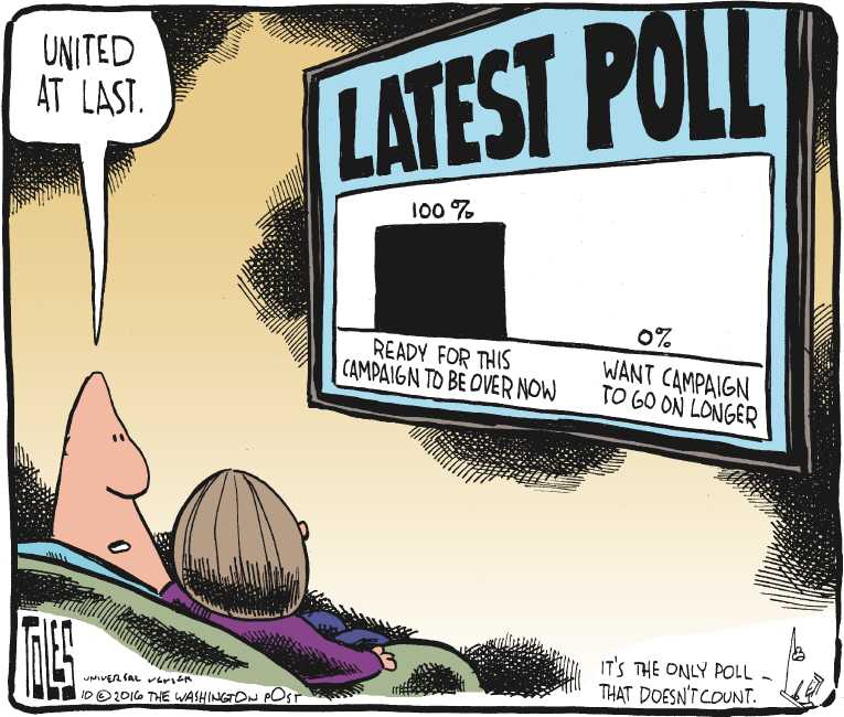 Political/Editorial Cartoon by Tom Toles, Washington Post on Campaigns Enter Final Weeks