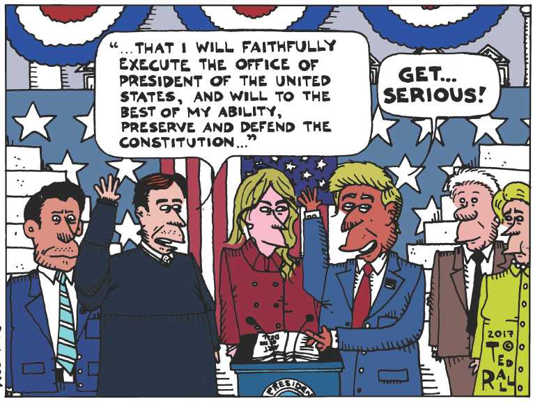 Political/Editorial Cartoon by Ted Rall on Trump to Take Oath