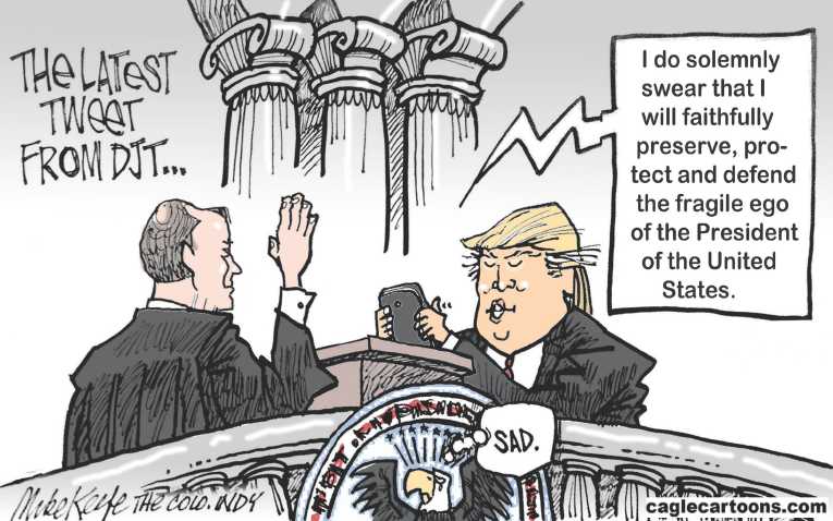 Political/Editorial Cartoon by Mike Keefe, Denver Post on Trump to Take Oath