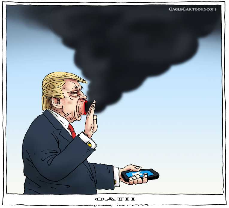 Political/Editorial Cartoon by Joep Bertrams, Het Parool, Amsterdam, Netherlands on Trump to Take Oath