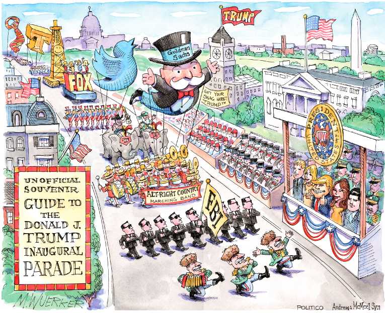 Political/Editorial Cartoon by Matt Wuerker, Politico on Trump to Take Oath