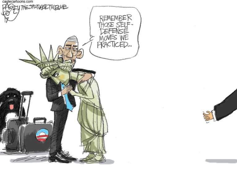 Political/Editorial Cartoon by Pat Bagley, Salt Lake Tribune on Obama Era Over