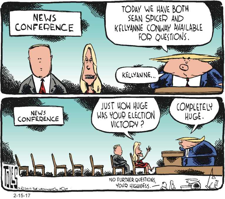 Political/Editorial Cartoon by Tom Toles, Washington Post on Trump Staff Ups Ante