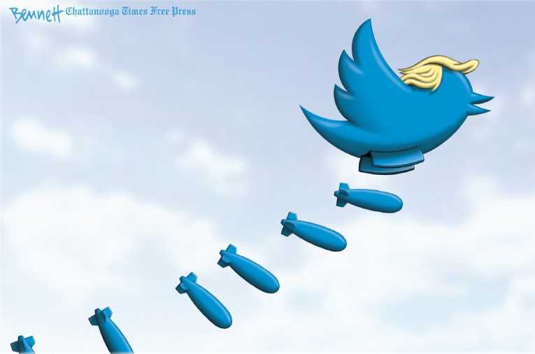 Political/Editorial Cartoon by Clay Bennett, Chattanooga Times Free Press on Trump Flying High