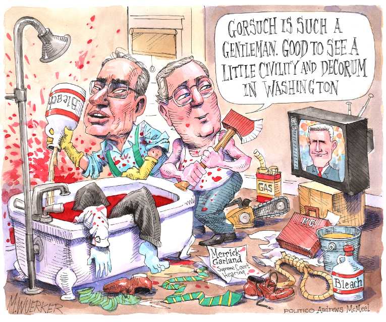Political/Editorial Cartoon by Matt Wuerker, Politico on Gorsuch Says Little