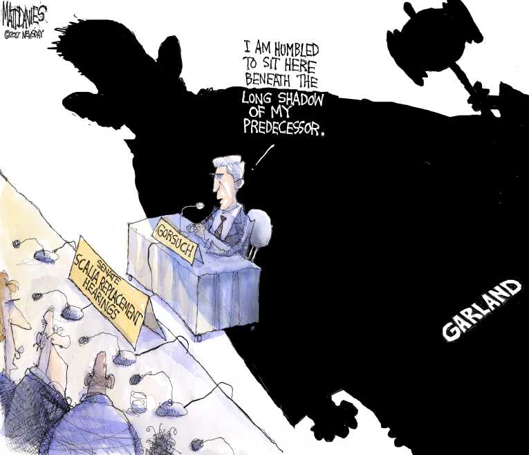Political/Editorial Cartoon by Matt Davies, Journal News on Gorsuch Says Little