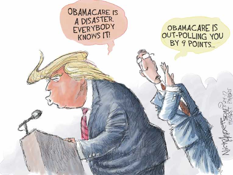 Political/Editorial Cartoon by Nick Anderson, Houston Chronicle on ObamaCare Survives Intact