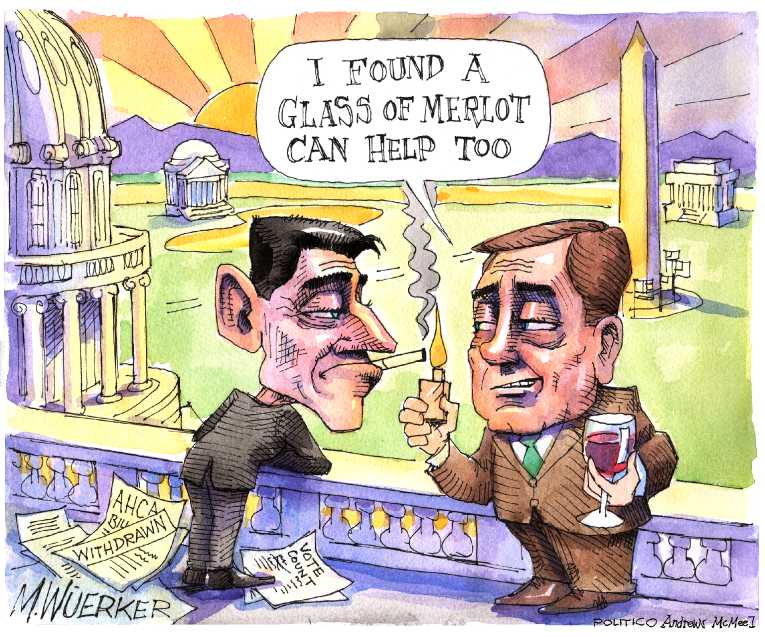 Political/Editorial Cartoon by Matt Wuerker, Politico on ObamaCare Survives Intact