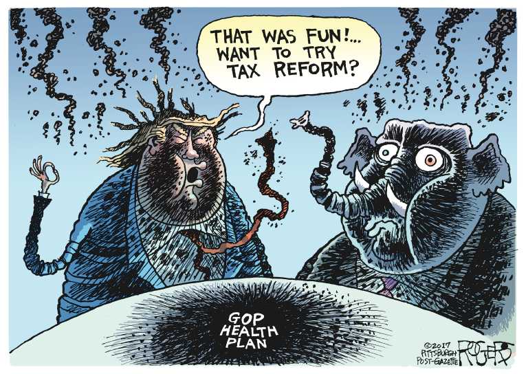 Political/Editorial Cartoon by Rob Rogers, The Pittsburgh Post-Gazette on ObamaCare Survives Intact