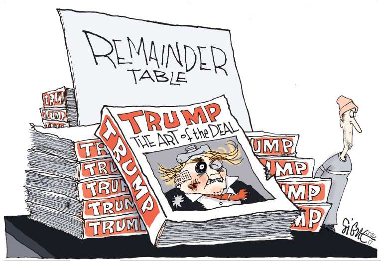 Political/Editorial Cartoon by Signe Wilkinson, Philadelphia Daily News on Trump: “Doing Great”