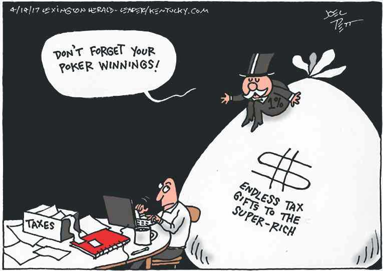 Political/Editorial Cartoon by Joel Pett, Lexington Herald-Leader, CWS/CartoonArts Intl. on Tax Deadline Arrives