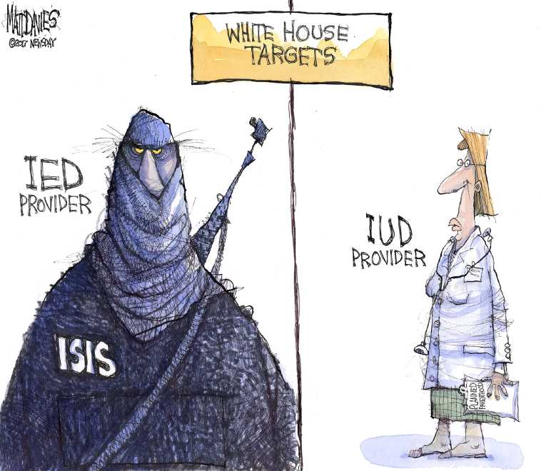 Political/Editorial Cartoon by Matt Davies, Journal News on Trump Attacks Domestic Policies