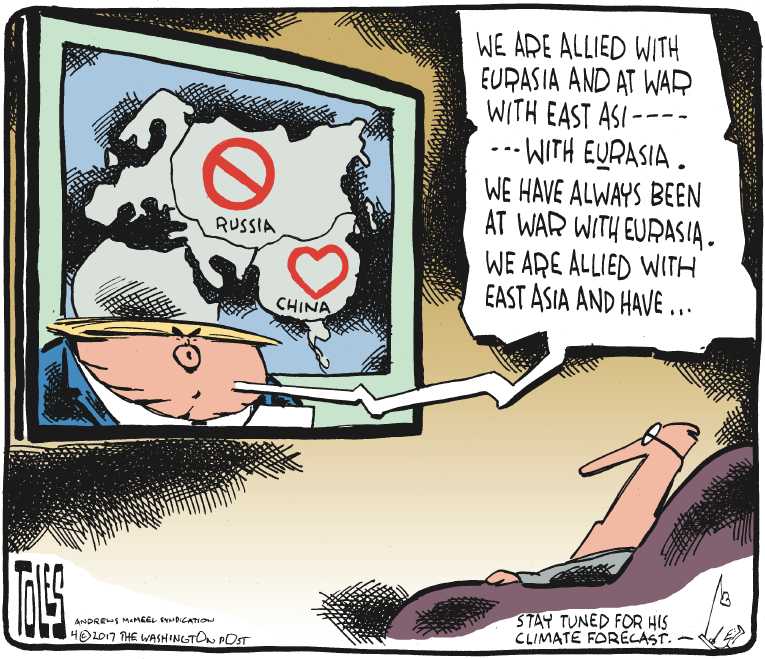 Political/Editorial Cartoon by Tom Toles, Washington Post on Trump Delivering on Promises