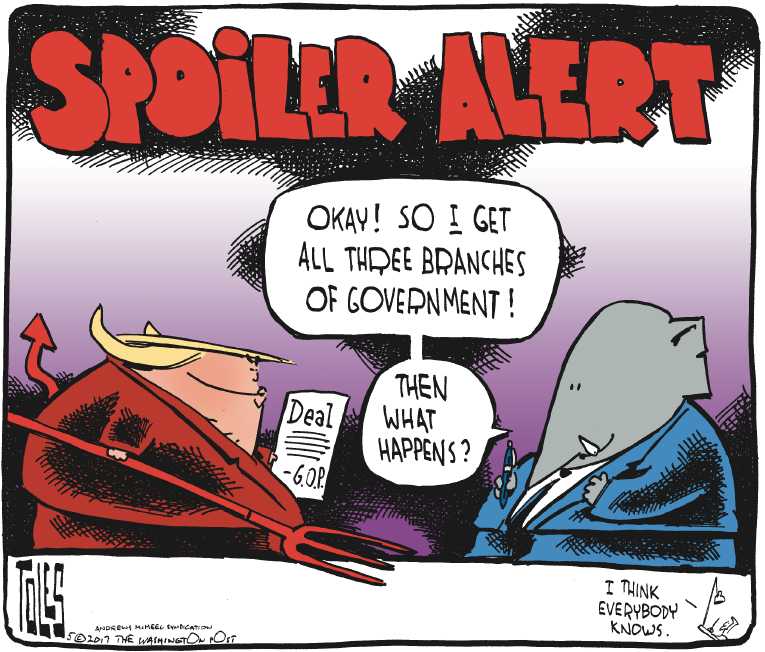 Political/Editorial Cartoon by Tom Toles, Washington Post on President Proud of Performance