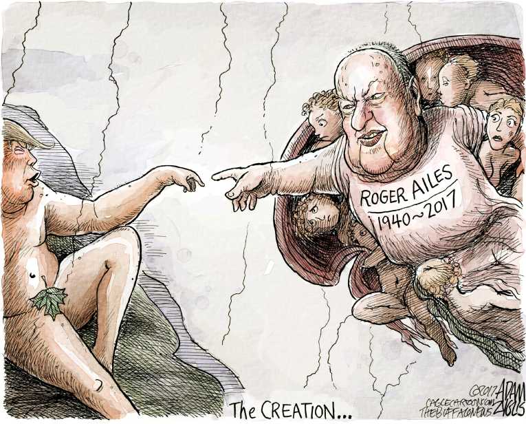 Political/Editorial Cartoon by Adam Zyglis, The Buffalo News on Roger Ailes Dies