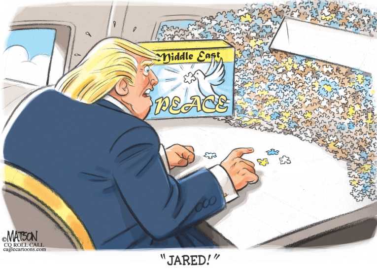 Political/Editorial Cartoon by RJ Matson, Cagle Cartoons on Trump Leaves Country