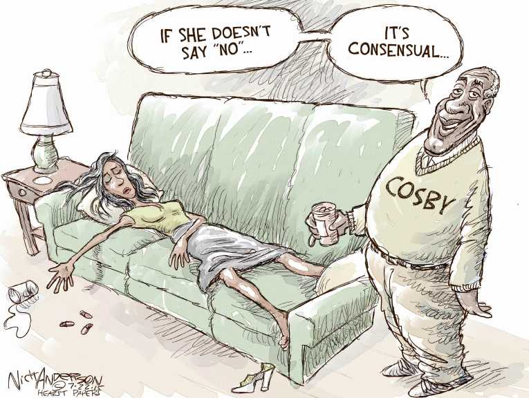 Political/Editorial Cartoon by Nick Anderson, Houston Chronicle on Well-Hung Jury Deadlocked