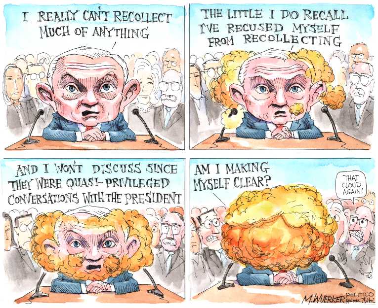 Political/Editorial Cartoon by Matt Wuerker, Politico on Attorney General Protects Trump