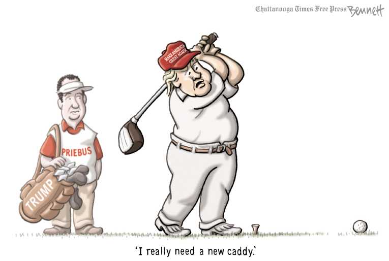 Political/Editorial Cartoon by Clay Bennett, Chattanooga Times Free Press on Trump Contemplating More Changes