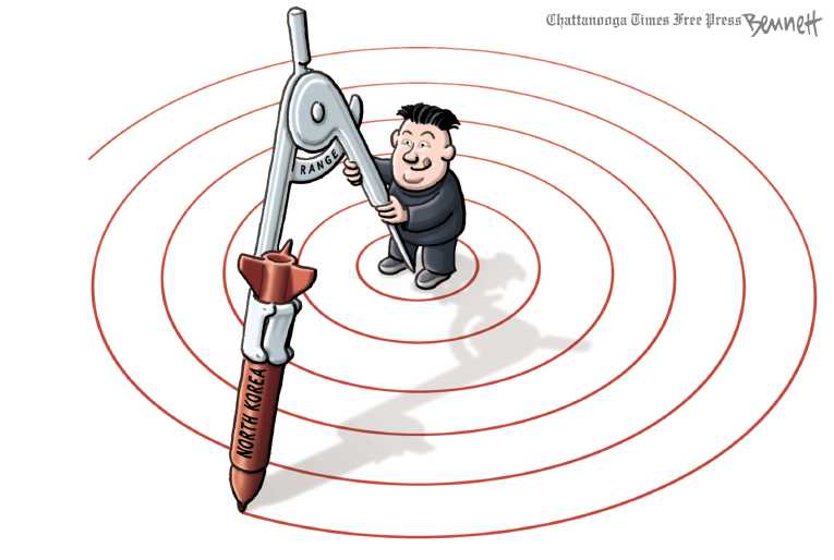 Political/Editorial Cartoon by Clay Bennett, Chattanooga Times Free Press on North Korea Launches Test Missle