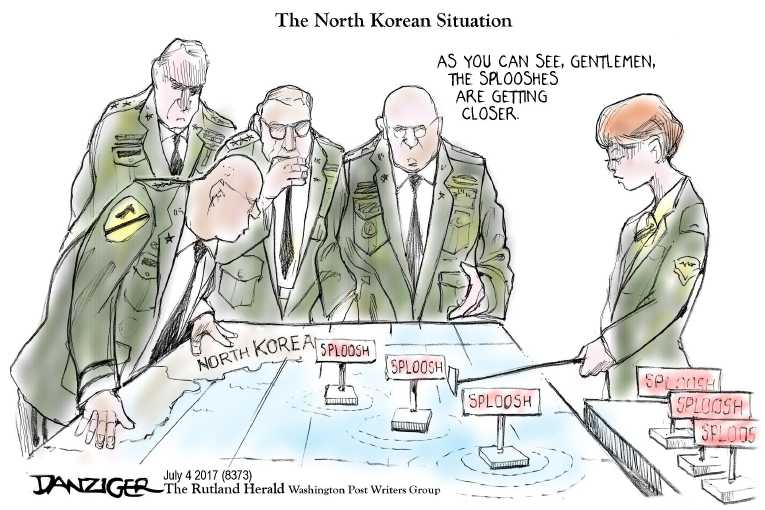 Political/Editorial Cartoon by Jeff Danziger on North Korea Launches Test Missle
