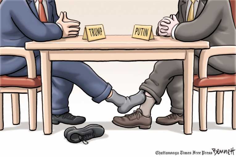 Political/Editorial Cartoon by Clay Bennett, Chattanooga Times Free Press on Trump and Putin Hit It Off