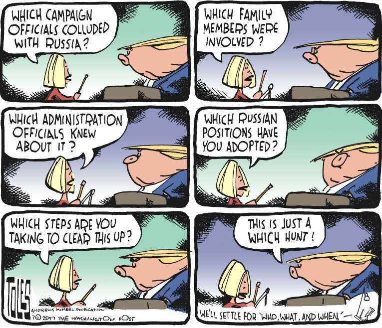 Political/Editorial Cartoon by Tom Toles, Washington Post on Meeting Explanation Problematic