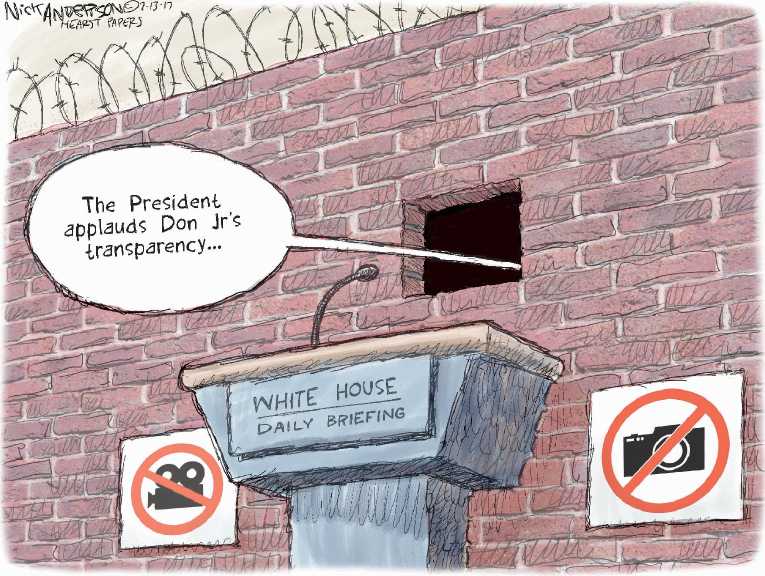 Political/Editorial Cartoon by Nick Anderson, Houston Chronicle on Meeting Explanation Problematic