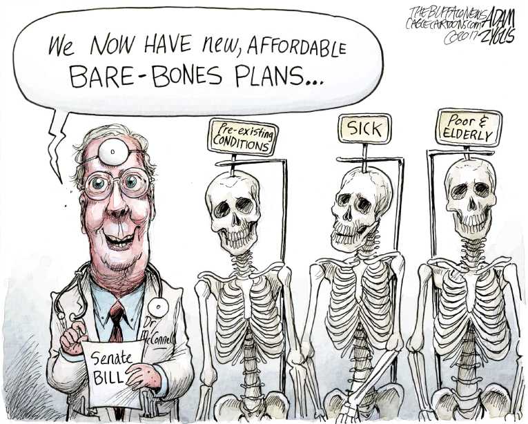 Political/Editorial Cartoon by Adam Zyglis, The Buffalo News on Senate Health Bill Collapses