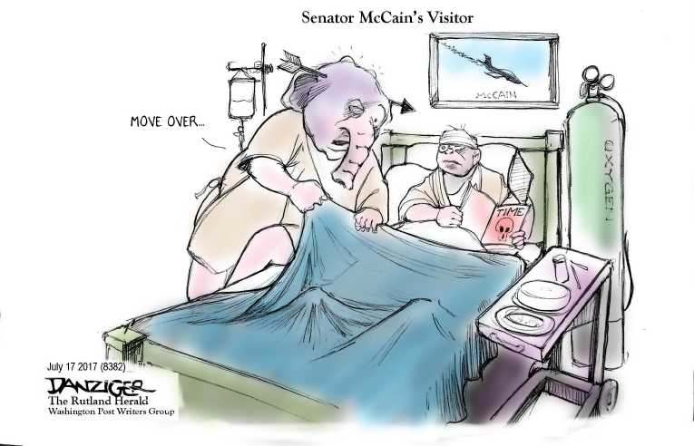 Political/Editorial Cartoon by Jeff Danziger on Senate Health Bill Collapses