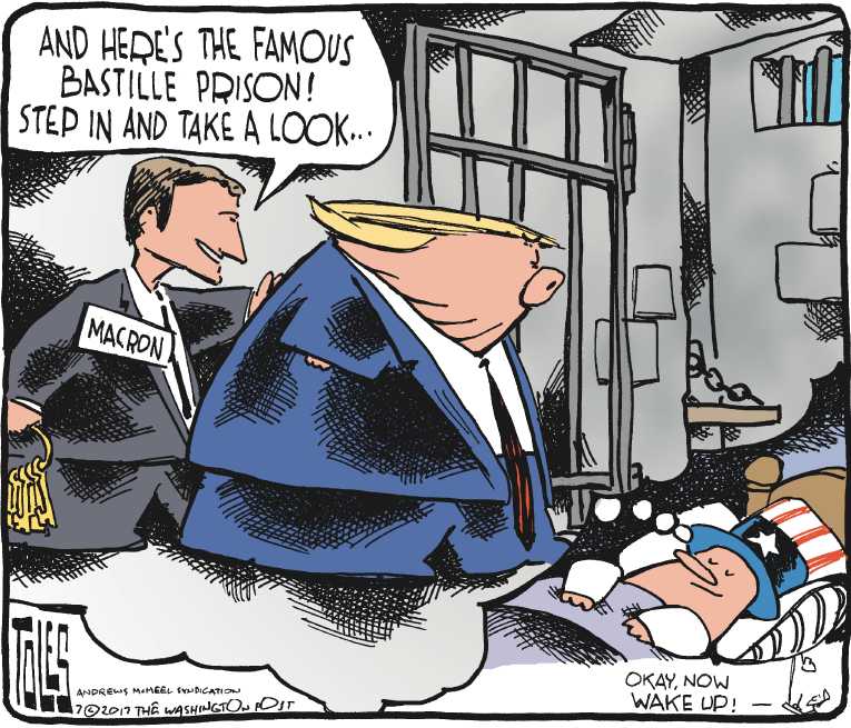 Political/Editorial Cartoon by Tom Toles, Washington Post on Trump Travels