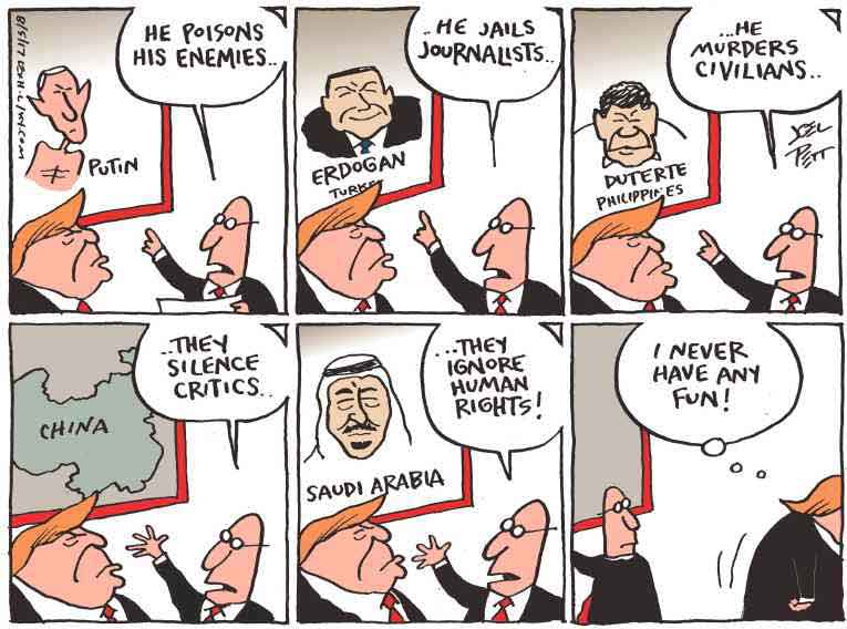 Political/Editorial Cartoon by Joel Pett, Lexington Herald-Leader, CWS/CartoonArts Intl. on Trump Takes a Vacation