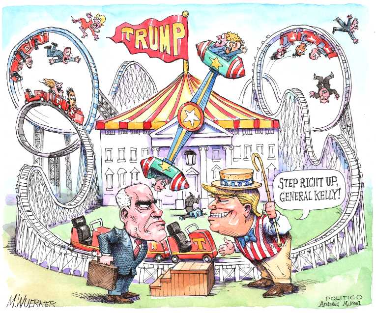 Political/Editorial Cartoon by Matt Wuerker, Politico on Trump Staff in Turmoil