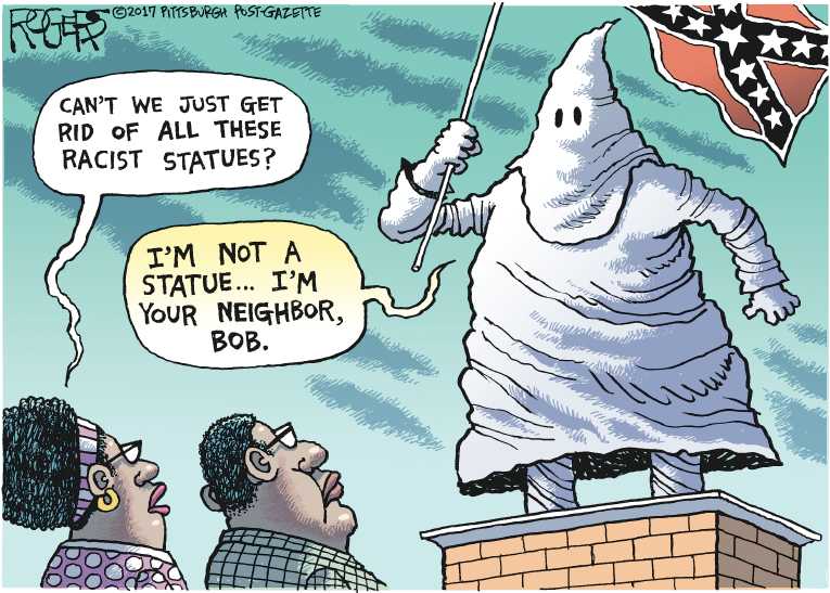 Political/Editorial Cartoon by Rob Rogers, The Pittsburgh Post-Gazette on Nazi Rally Turns Violent