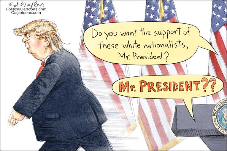 Political/Editorial Cartoon by Ed Wexler, PoliticalCartoons.com on Nazi Rally Turns Violent