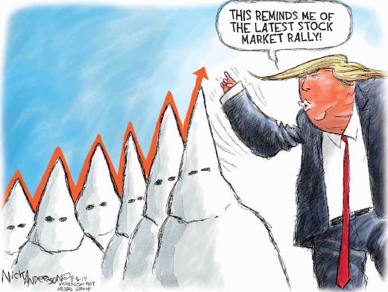 Political/Editorial Cartoon by Nick Anderson, Houston Chronicle on Nazi Rally Turns Violent