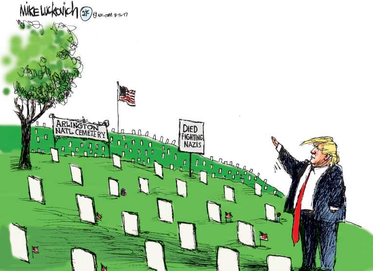 Political/Editorial Cartoon by Mike Luckovich, Atlanta Journal-Constitution on Nazi Rally Turns Violent