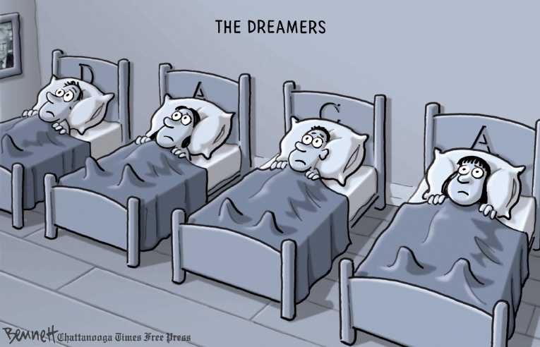 Political/Editorial Cartoon by Clay Bennett, Chattanooga Times Free Press on Trump Rescinds DACA
