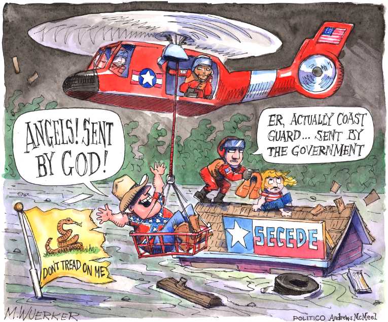 Political/Editorial Cartoon by Matt Wuerker, Politico on Houston Recovery Begins