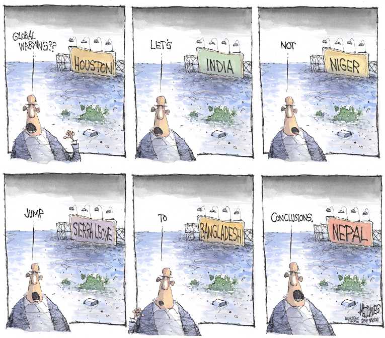 Political/Editorial Cartoon by Matt Davies, Journal News on Houston Recovery Begins