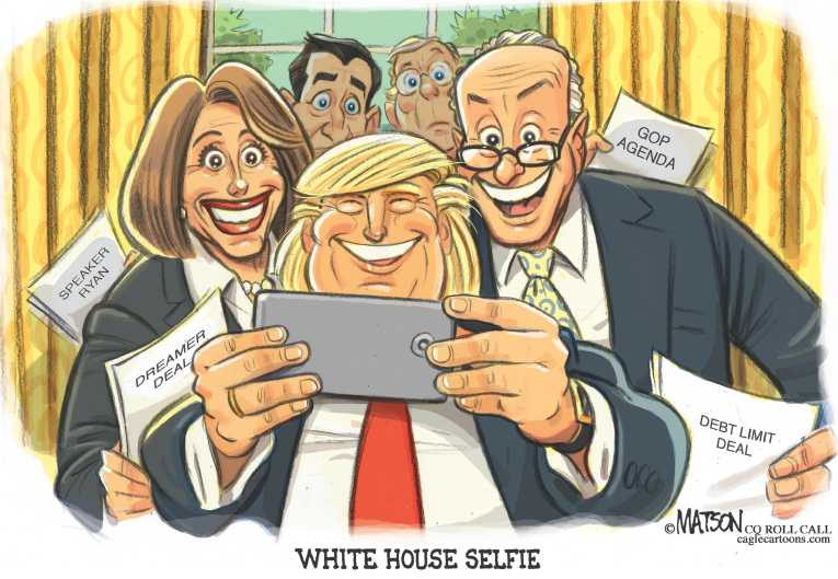 Political/Editorial Cartoon by RJ Matson, Cagle Cartoons on Trump Reaches Out to Democrats