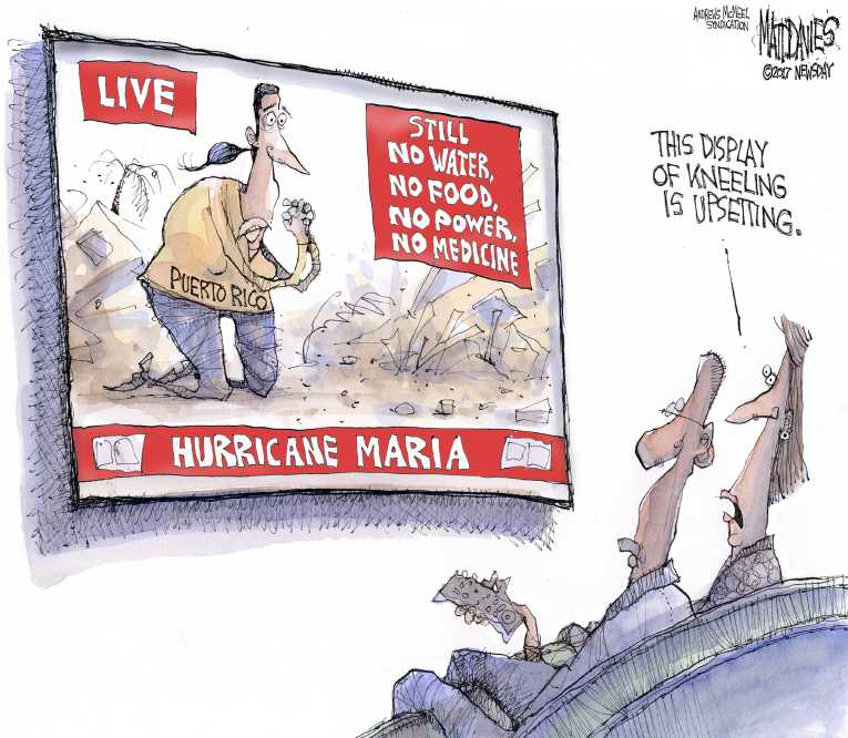 Political/Editorial Cartoon by Matt Davies, Journal News on Puerto Ricans Desperate for Relief