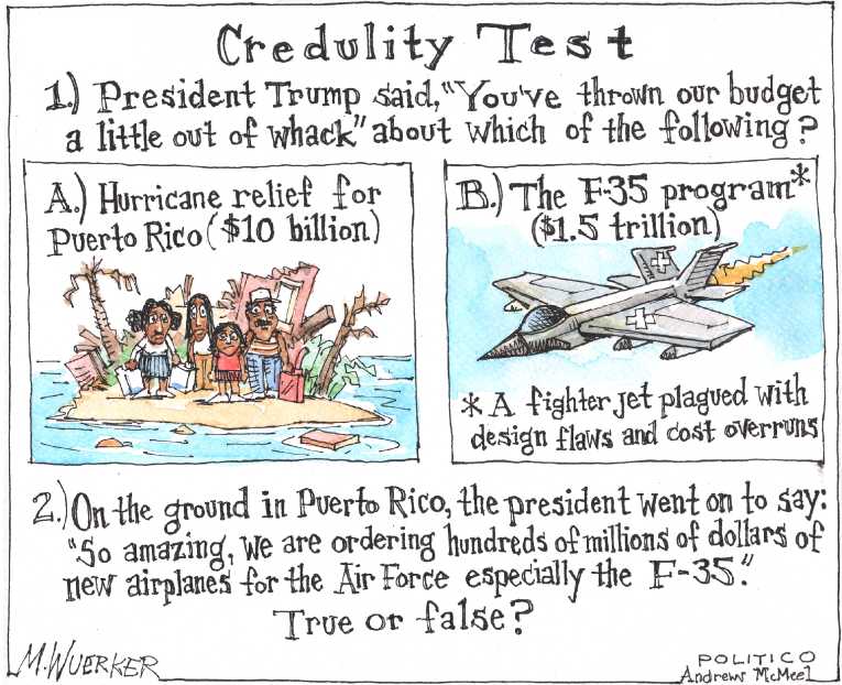 Political/Editorial Cartoon by Matt Wuerker, Politico on Puerto Ricans Desperate for Relief