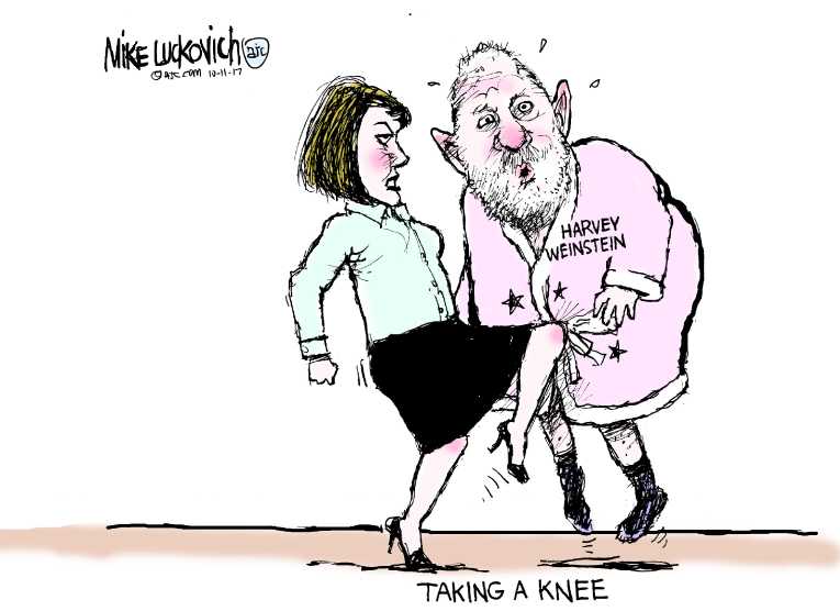 Political/Editorial Cartoon by Mike Luckovich, Atlanta Journal-Constitution on Weinstein Accused of Rape