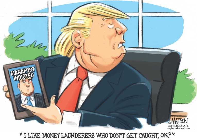 Political/Editorial Cartoon by RJ Matson, Cagle Cartoons on Manafort Indicted