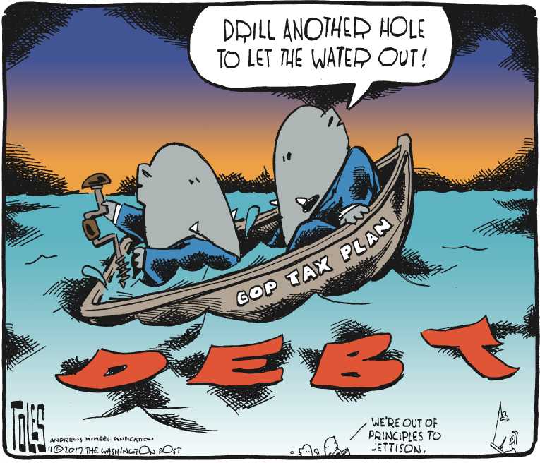 Political/Editorial Cartoon by Tom Toles, Washington Post on Tax Reform Battle Heats Up