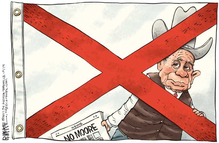 Political/Editorial Cartoon by Rick McKee, The Augusta Chronicle on Moore Defeats Moore!
